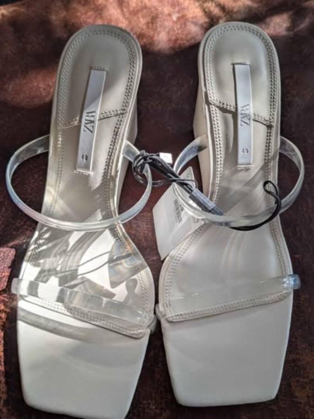 Zara Women's White Square-toed Wedge Heels New with tags on - Size 40 (EU)
